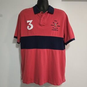 Polo Ralph Lauren Size XL Red Classic Fit Embroidered Club Colorblock Shirt